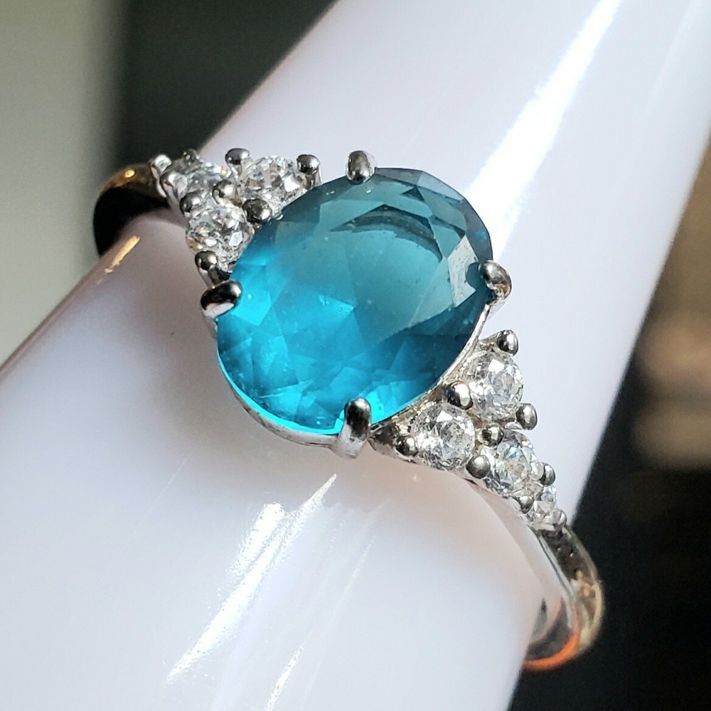 Bomb Party RBP2559 Size 10 Ring Ocean Blue Topaz & White‎ Topaz ORIGINAL OG